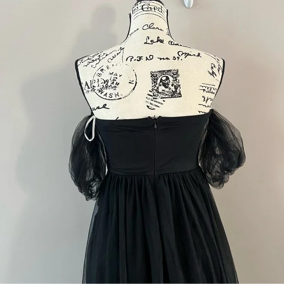 Lulu’s Divine dreamer tulle off the shoulder midi dress Ladies size small Black - Picture 6 of 12